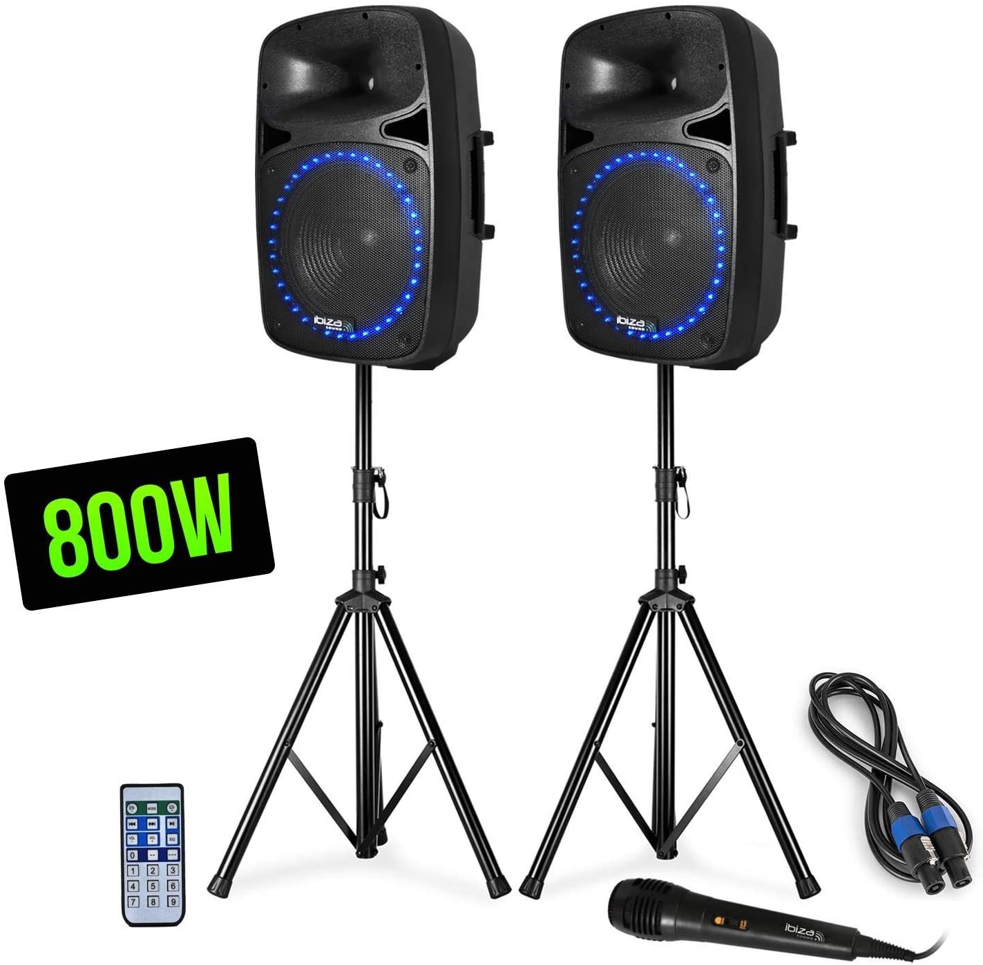 Enceinte amplifiée SONO DJ PA 500 W USB/SD/Bluetooth BT-15A + Pied